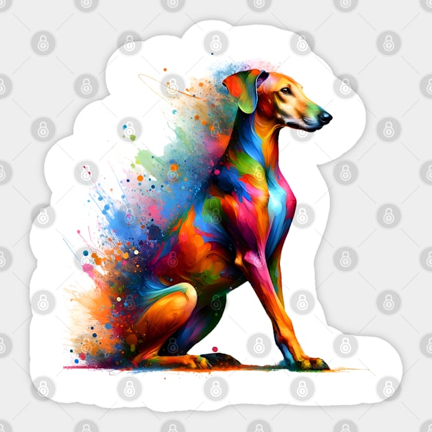 Abstract Colorful Splashed Paint Pharaoh Hound Portrait Sticker by ArtRUs